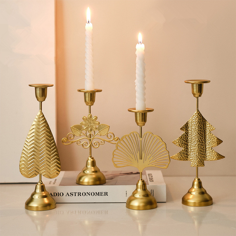 Design Black metal candlestick wedding decoration photography atmosphere decoration wrought iron pillar candle holders