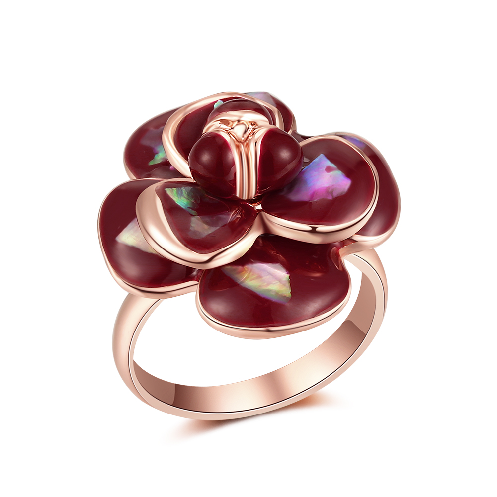 Vintage Retro Style Crystal Rhinestone Bi Colorful Enamel Flower Finger Ring Jewelry