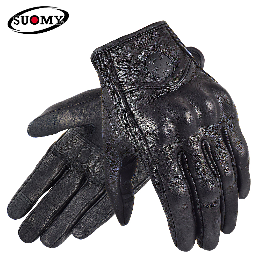 Summer Motorcycle Gloves Retro Man Women Motocross Gloves Touch Screen Genuine Leather Moto Racing Equipment Motorbike Gloves