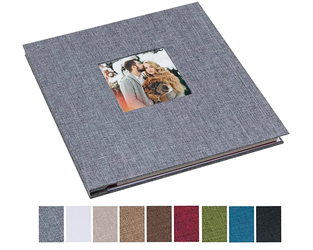 Wholesale Top Quality Cloth Cover Fabric Linen Custom Photo Album with self adhesive page