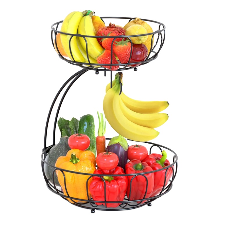 Bathroom Basket Antirust Powder Coated Sink Washing Fruit Wire Basket Bowl For Storage Black