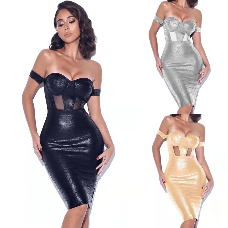 Black Sexy Backless Women's Modern Bodycon Dress DIY Hot Stamping Ladies Party Dresses