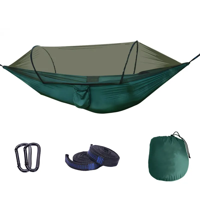 Automatic pole outdoor double mosquito net hammock nylon parachute cloth mosquito proofing side single turn tent manufacturer