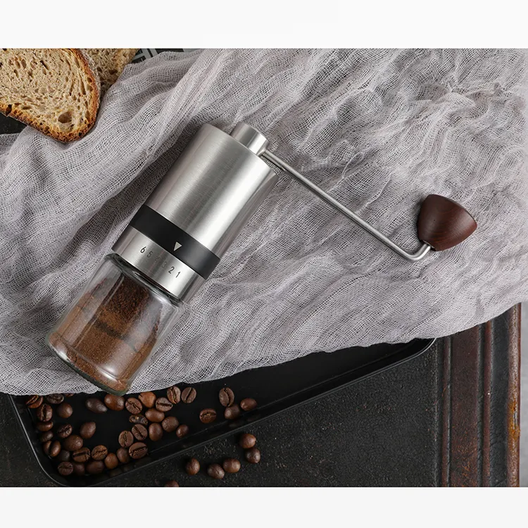 LFGB CAMPING Manual grinding coffee mills With Adjustable Setting Portable Hand Crank Coffee Grinder steel grinder