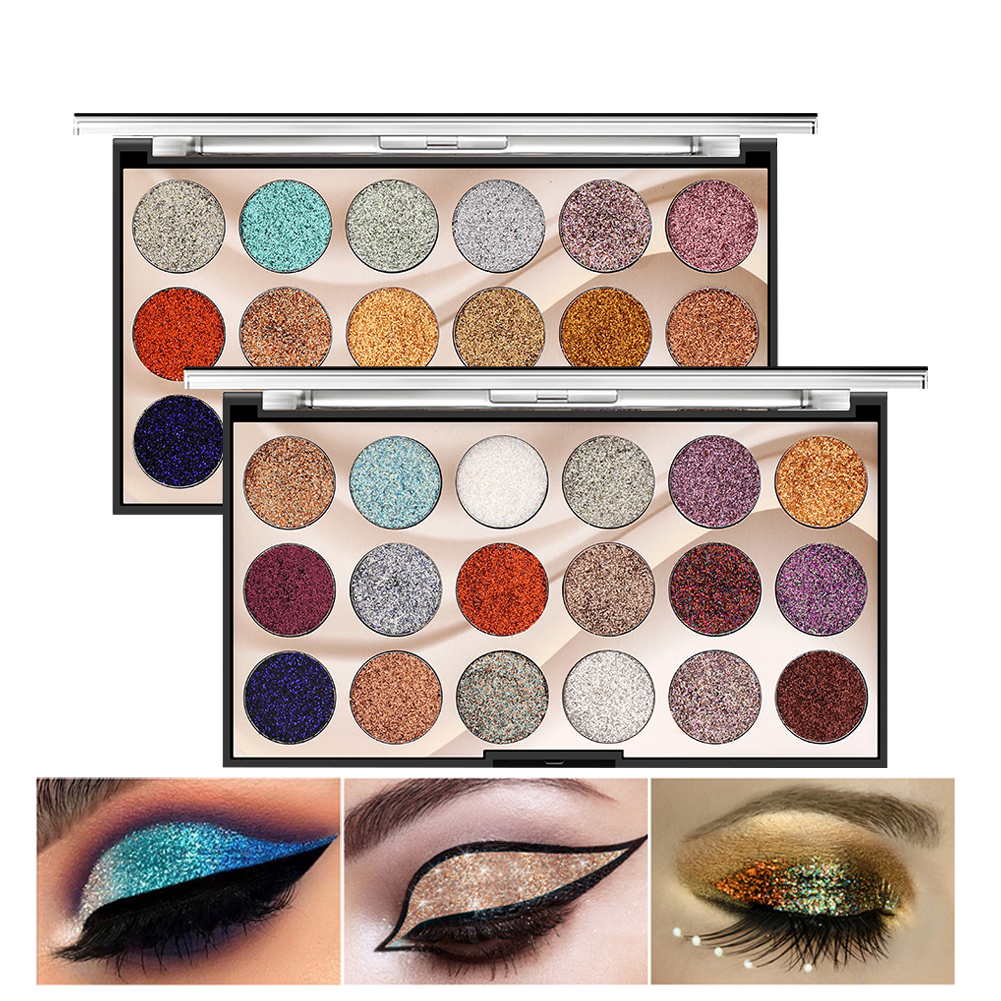 18 видов цветов paletas de maquillaje оптовая продажа пышных юбок тени для век нажатии Блеск порошок тени для век с блестками тени для век