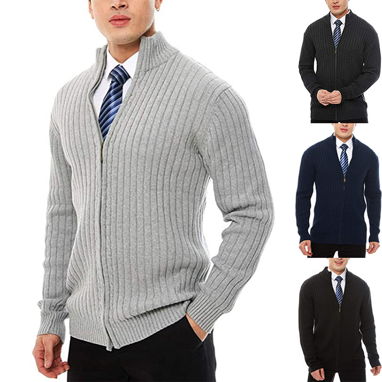 High Quality Mens Clothing Oversized Cardigan Knit Zip Up Sweater