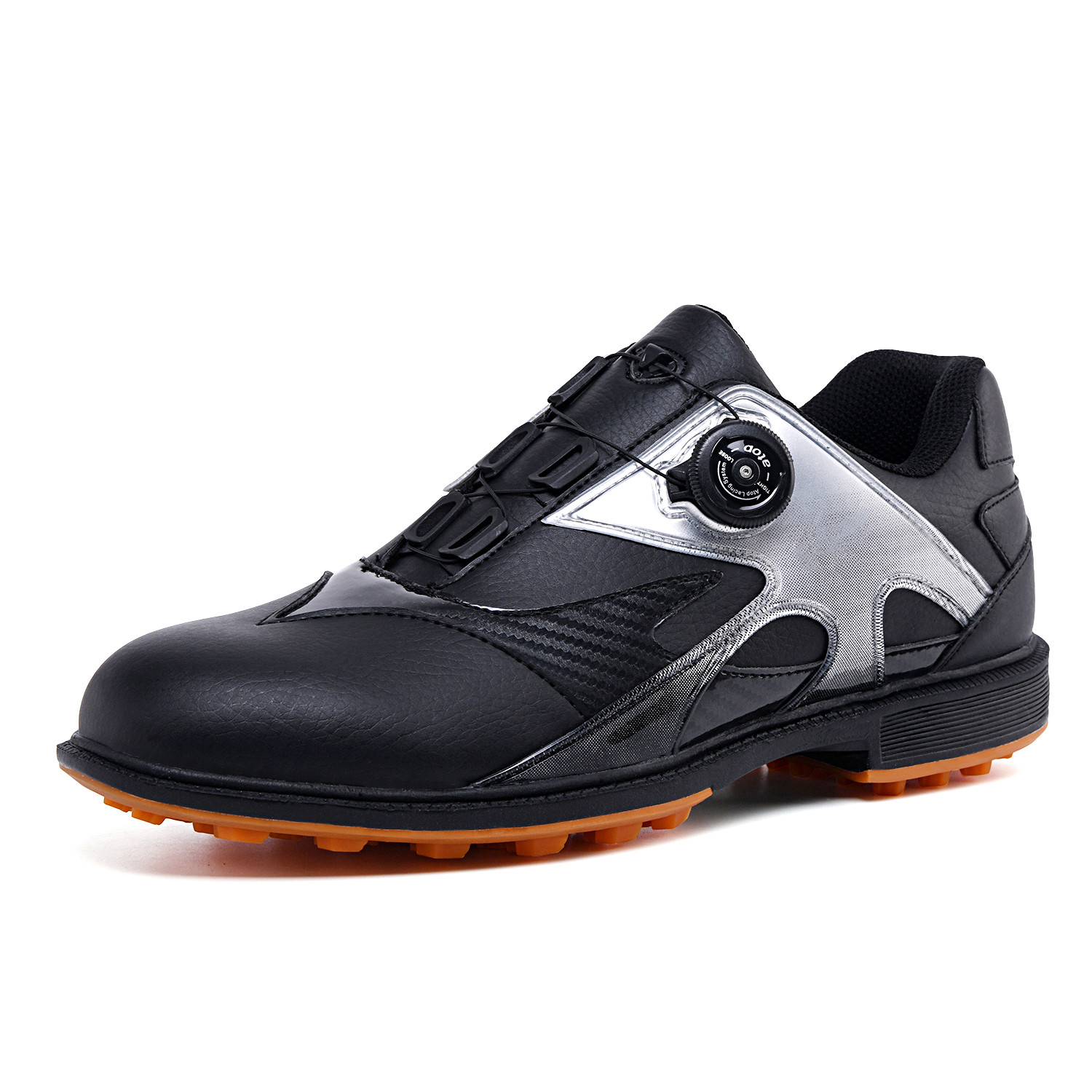2021 Custom Wholesale Factory OEM Japan Korea PU Leather Black Dial Lock Auto Laces Spikenessless Men Golf Shoes