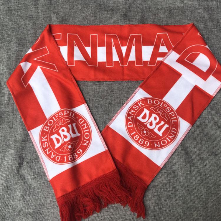 Customized Logo world soccer cup football team clubs scarf  double sided fan knitted souvenir scarf