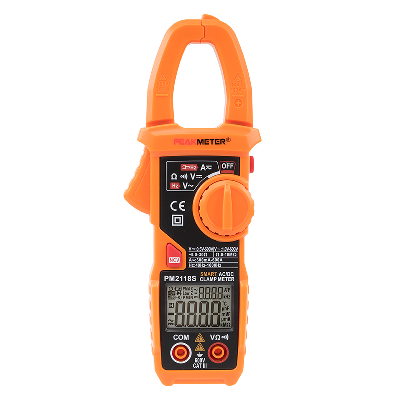 Двойной дисплей 6000 отсчетов Smart Digital AC DC Clamp Meter 1000A с емкостью 6KuF VFD Peakmeter PM2118S