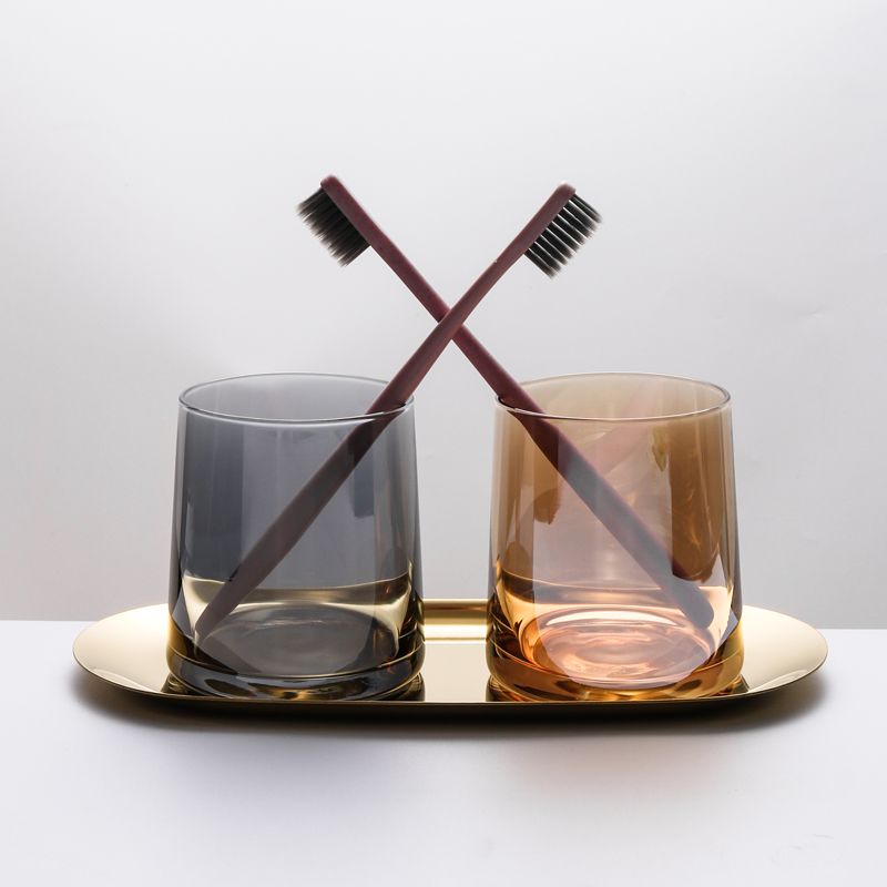 3 pcs BathroomTumbler glass toothbrush cup and holder set