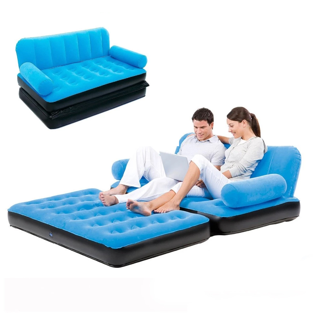 high quality 5 in 1 air sofa bed fashion PVC flocking air sofa cum bed inflatable seat for sale