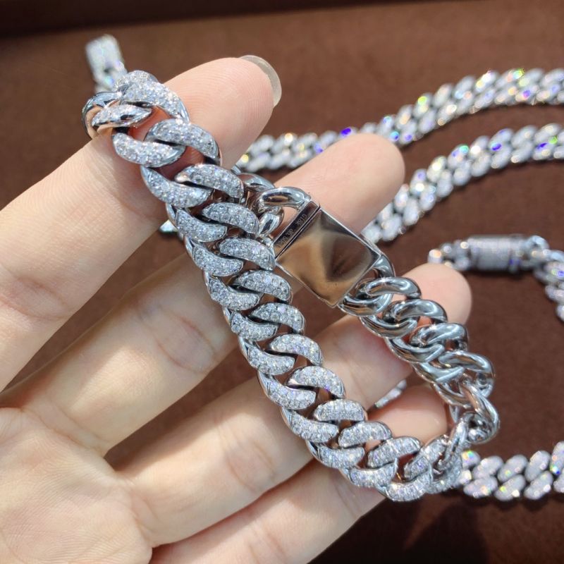 S925 sterling silver diamond bracelet Europe and the United States popular Cuban bracelet diamond tennis bracelet