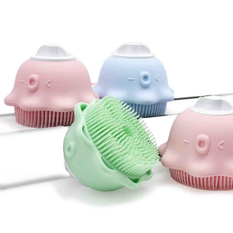 Wholesale Bath Massage Sponge Silicone Body Brush Shower Scrubber with Shower Gel Dispenser Function