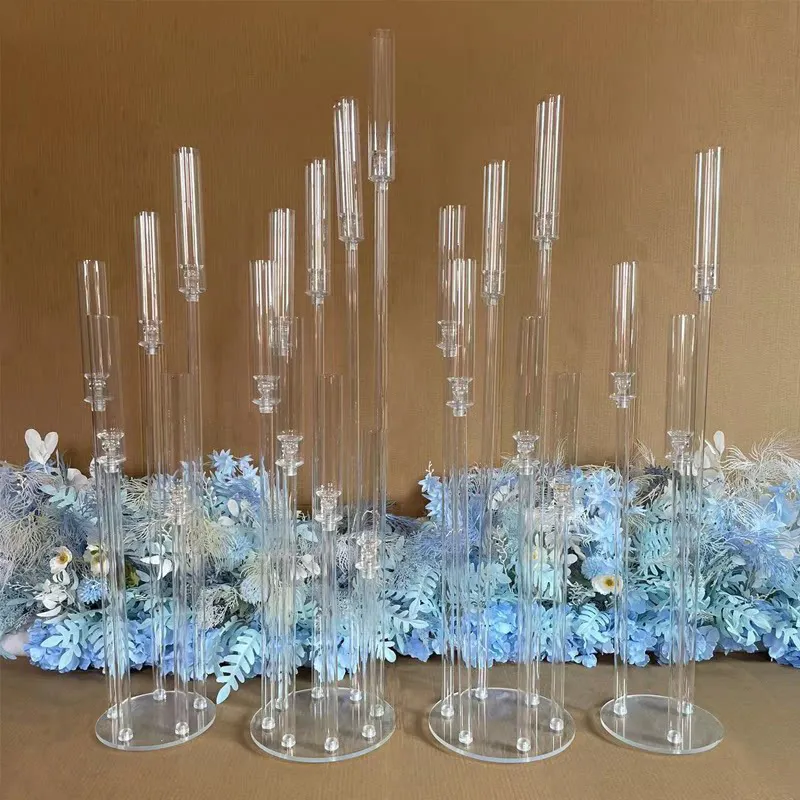 8 Arms 128cm Tall Wedding Decor Candelabra Wedding Centerpieces Table Decorations Acrylic Candle Holder For Event Party Wedding