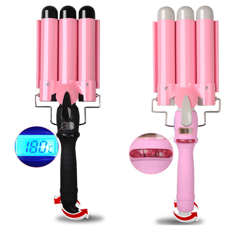 Classic 3 In 1 Liquid Crystal Ceramic Anion Large Big Wave Hair Curlers