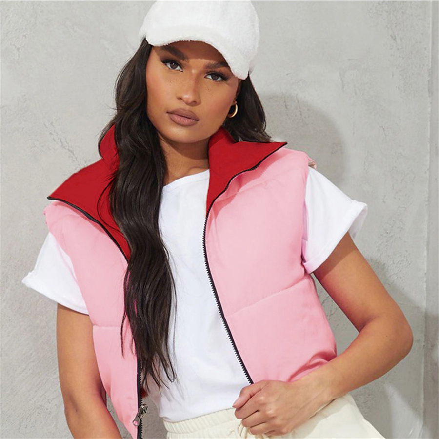 W21C04964 Winter Clothing Puffer Bubble Padded Thick Zipper Coat Tank Top Turtleneck Warm Jacket Vest For Women