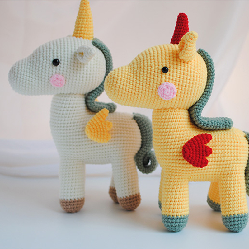 Quality materials hand-knitted Milk cotton unicorn doll knitted diy material bag