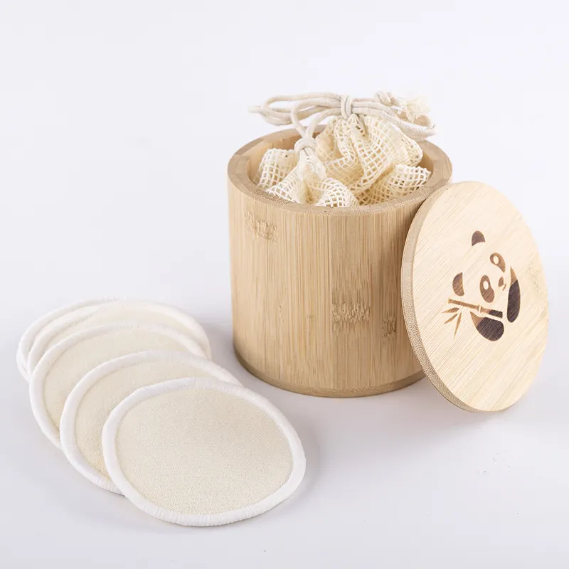 Eco-friendly customization logo round cleansing pad reusable makeup remover organic cotton hemp pads