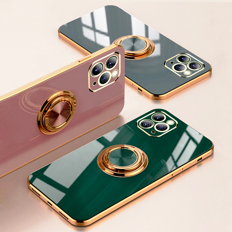 Magnetic ring holder cell phone accessories luxury Plating disigner Phone Case phone cover For iPhone 12 case