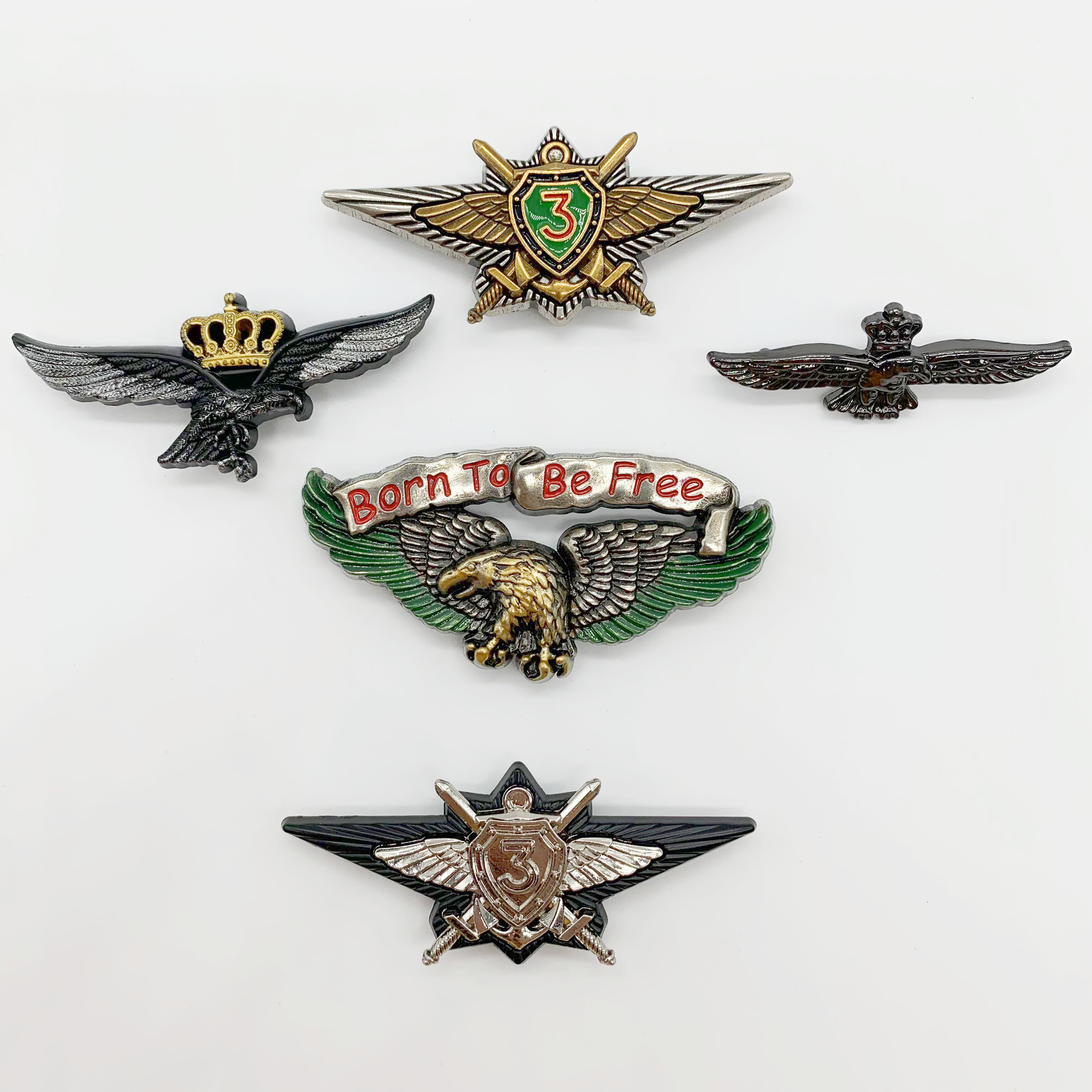 Индивидуальный 3D значок с антикварным покрытием для одежды Eagle Air Force