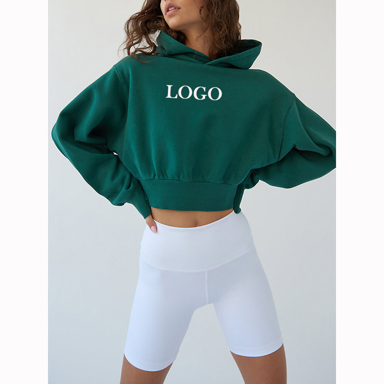 2021 fitness cotton sublimation blank no labels bulk custom logo crop top hoodie short pants set sweatshirt for women