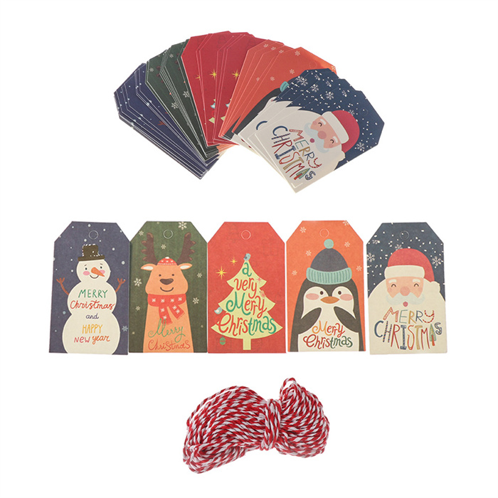 Christmas Wrap Tags Holiday Hang Tags Paper Christmas Tree Design Party Tags With Twines