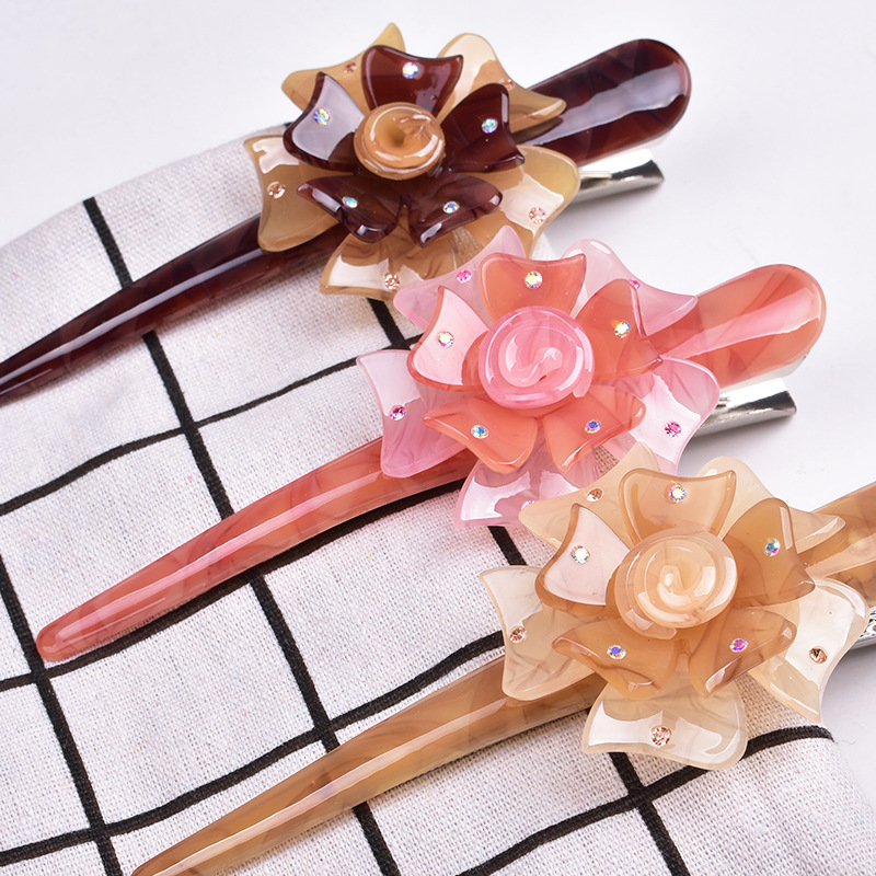 RARA 14CM Ins Hairgrips Duckbill Clips Fashionable Women Large Alligator Hair Clip Wholesale Flower Acrylic Barrette