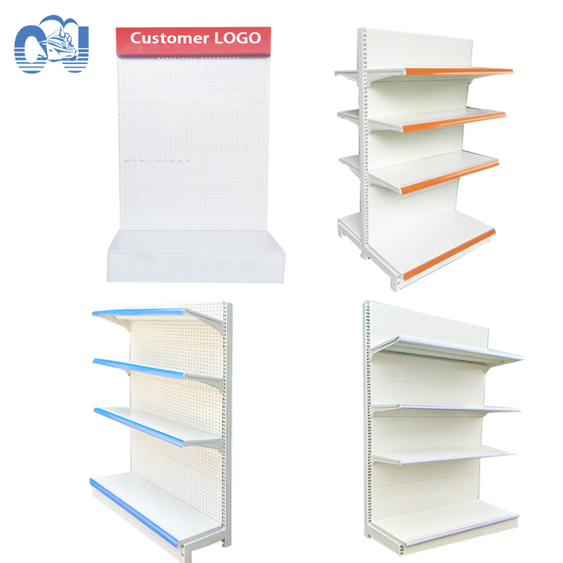 Super commercial one-sided display shelf metal mesh white back plate hanging basket shelf