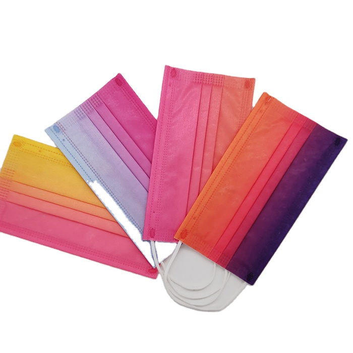 2021 new fashion adult color graded three-layer melt-blown printing mask EN14683IIR medical mask spunlace cloth color protective