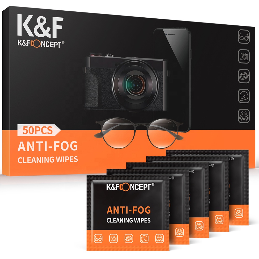 Салфетки для протирания линз K & F Concept, салфетки для чистки линз, очков, планшетов, мобильных экранов, индивидуальная упаковка, 50 шт.