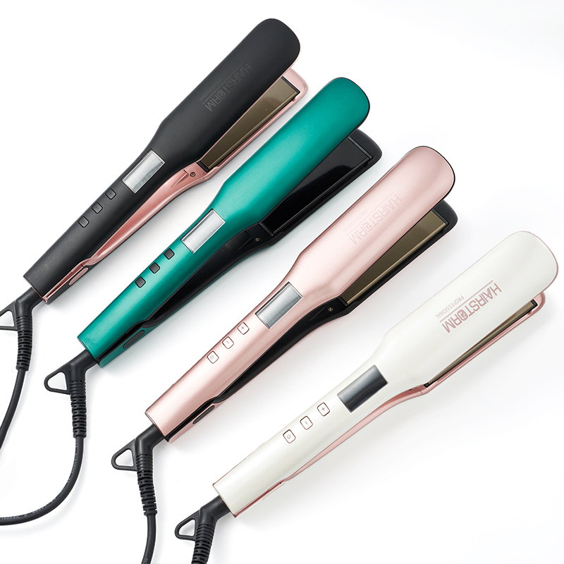 Professional Hair Straightener Titanium Portable Flat Iron Instant Heating 1.5 Inch Wide Black and Rose Gold Dual Voltage