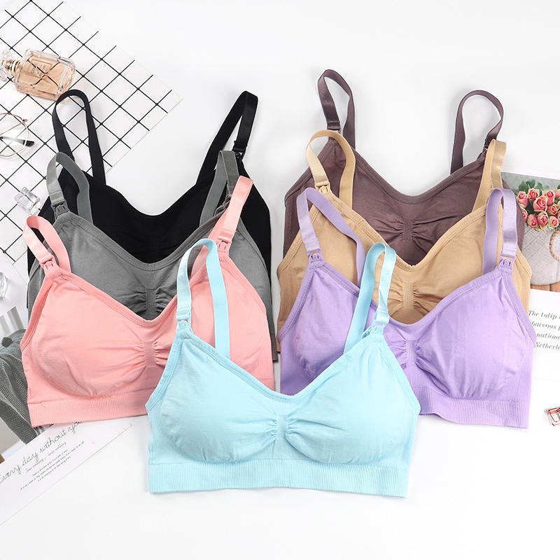 High Quality Female Breathable Full Coverage BreastFeeding Bra Wireless Seamless Push Up Maternity Nursing Bra