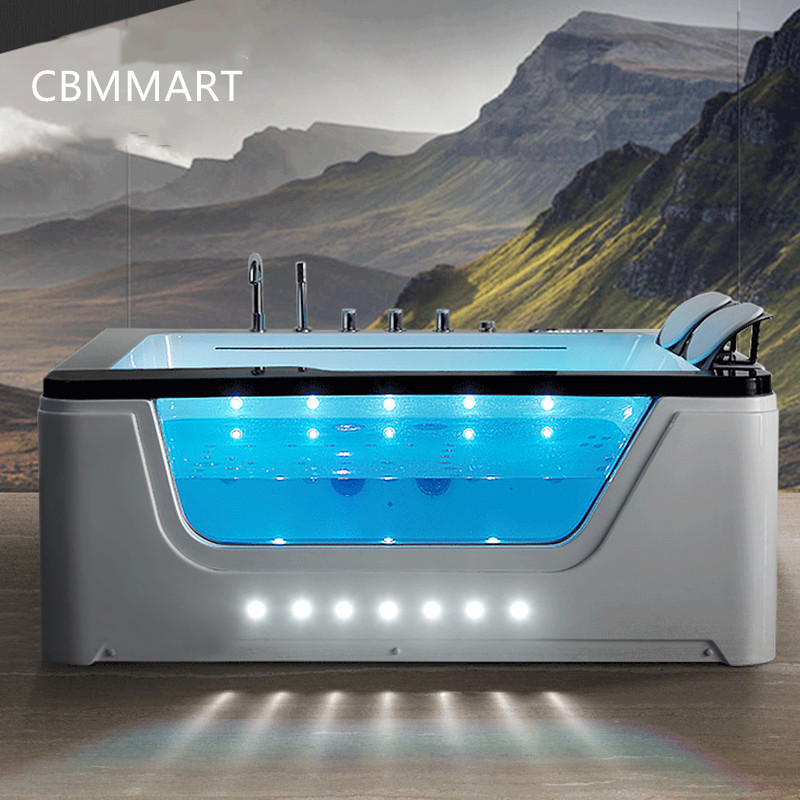 2021 New design indoor corner whirlpool bath tub acrylic massage bathtubs for 2 adults with pillow and massage jets