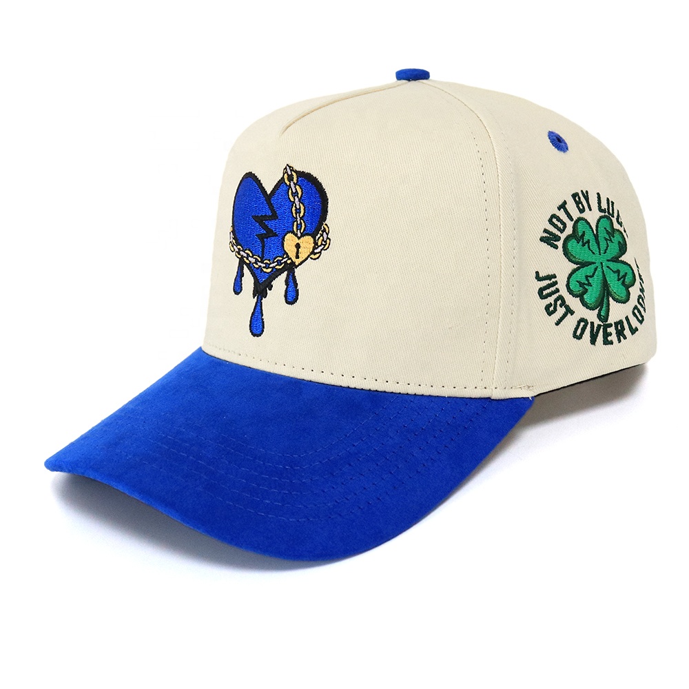 High quality baseball cap cotton twill fabric two tone color custom 3d raised embroidery logo a frame hat snap back for adult