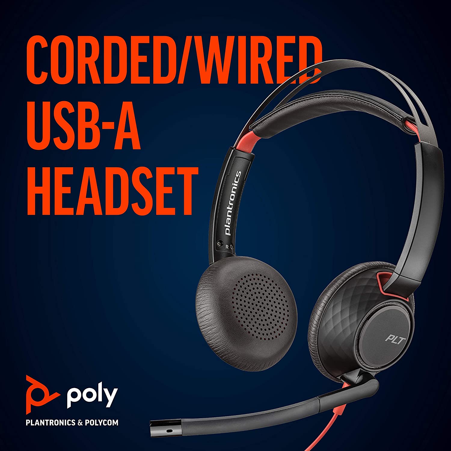 Plantronics поли Blackwire 5220 USB-A 3,5 мм Gaming Headset, бинауральные гарнитуры проводные P/N: 207576-01 C5200 серии подавление шума гарнитура для мобильного телефона