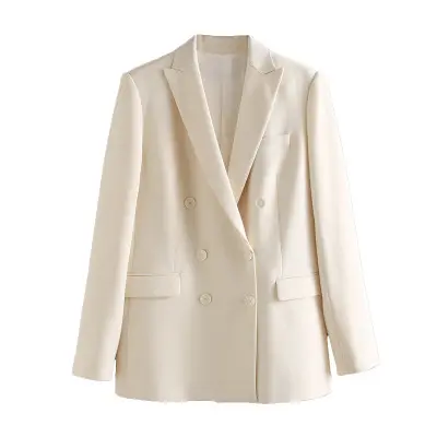 New arrival women blazer double breasted jackets ladies formal suit jackets white blazer for women