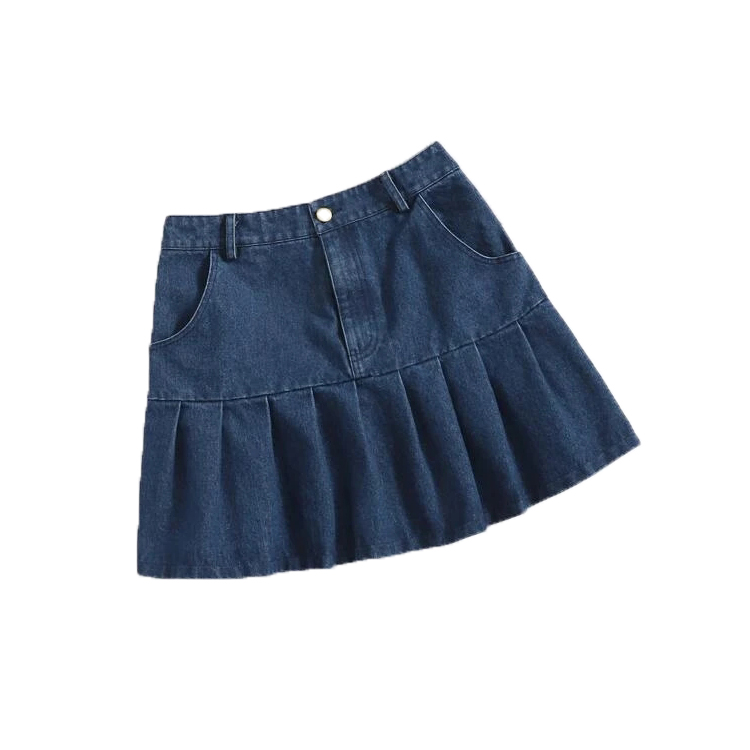 Women's sweet Jean Skirt Casual Slim A-line Pleated Ruffle Short Mini Denim Skirts