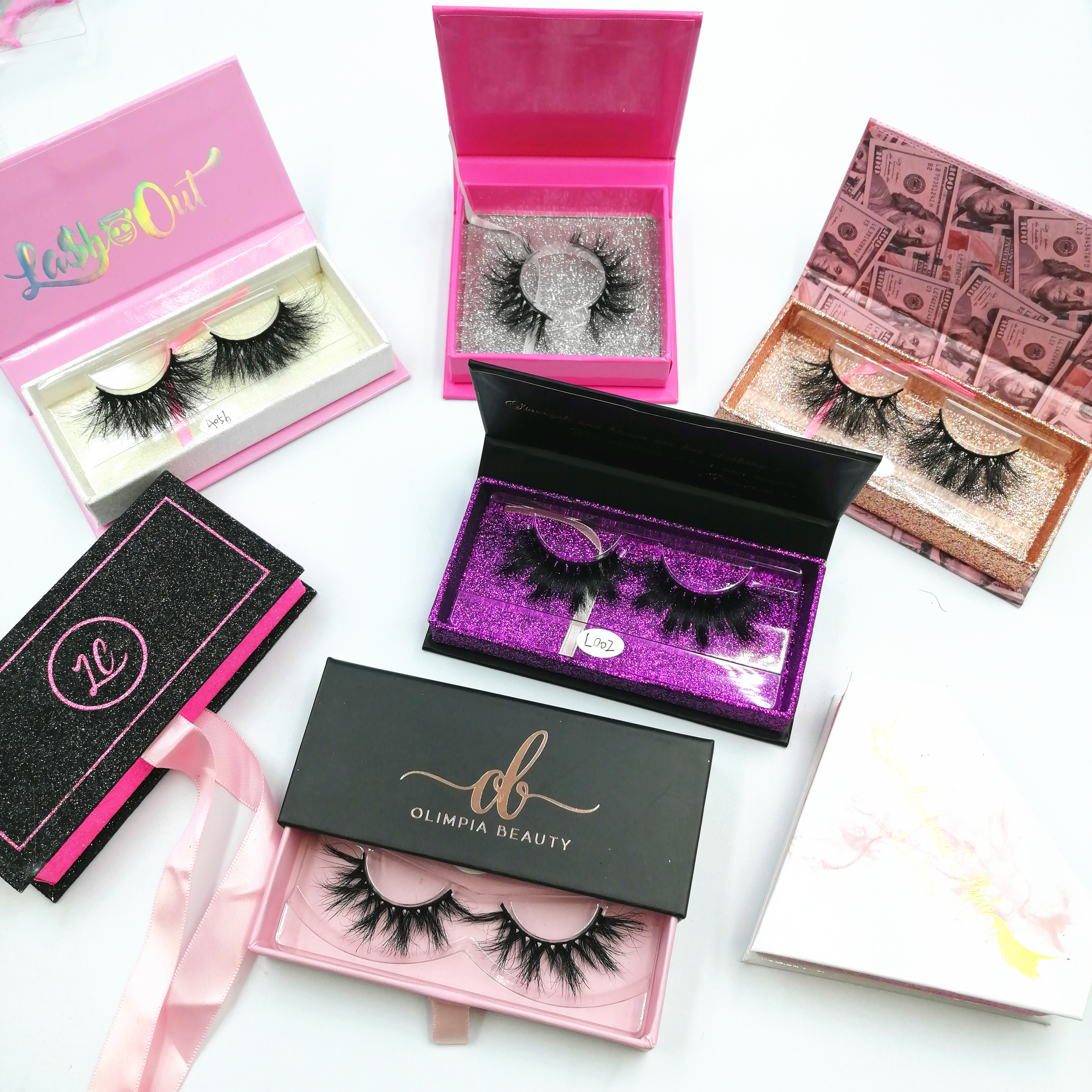 Lashes3d оптовая продажа, 100% мех норки, оптовая продажа, частная марка, полная полоса, удлиненные норковые ресницы 25 мм, ресницы с индивидуальной коробкой