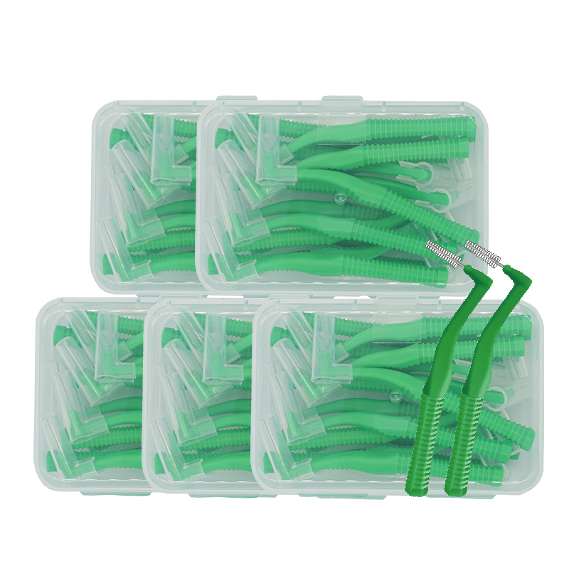Oral Care Interdental Oem Brushes Lshape Shape Toothbrushes Angle Long Length Inter Dental Brush Braces cleaner 100pcs 0.8mm