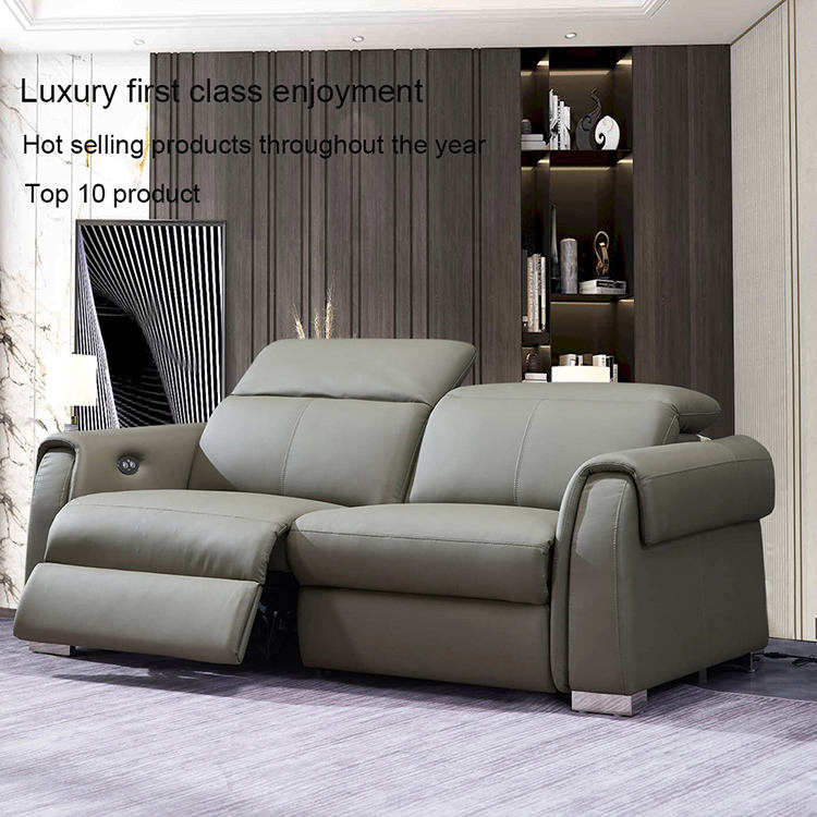 Smart home modern 3 2 1 luxury design Italy leather upholstery electric recliner sofa set living room furniture with USB charge