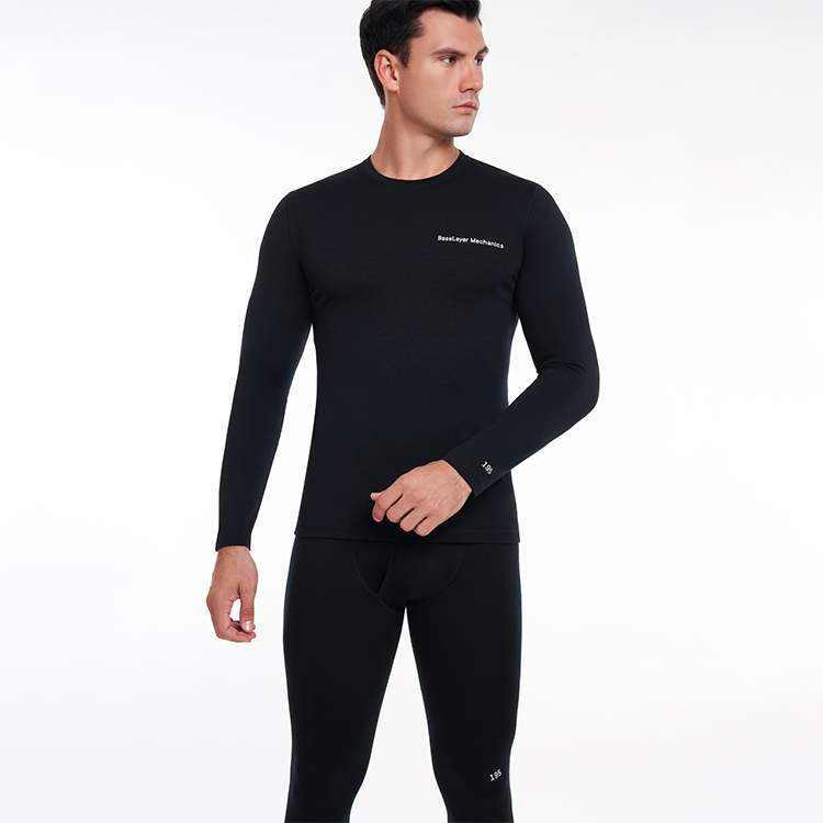 100% Merino Wool Long-Sleeve Pullover Men's Sweaters Thermal Fleece Crewneck Men's Long Underwear