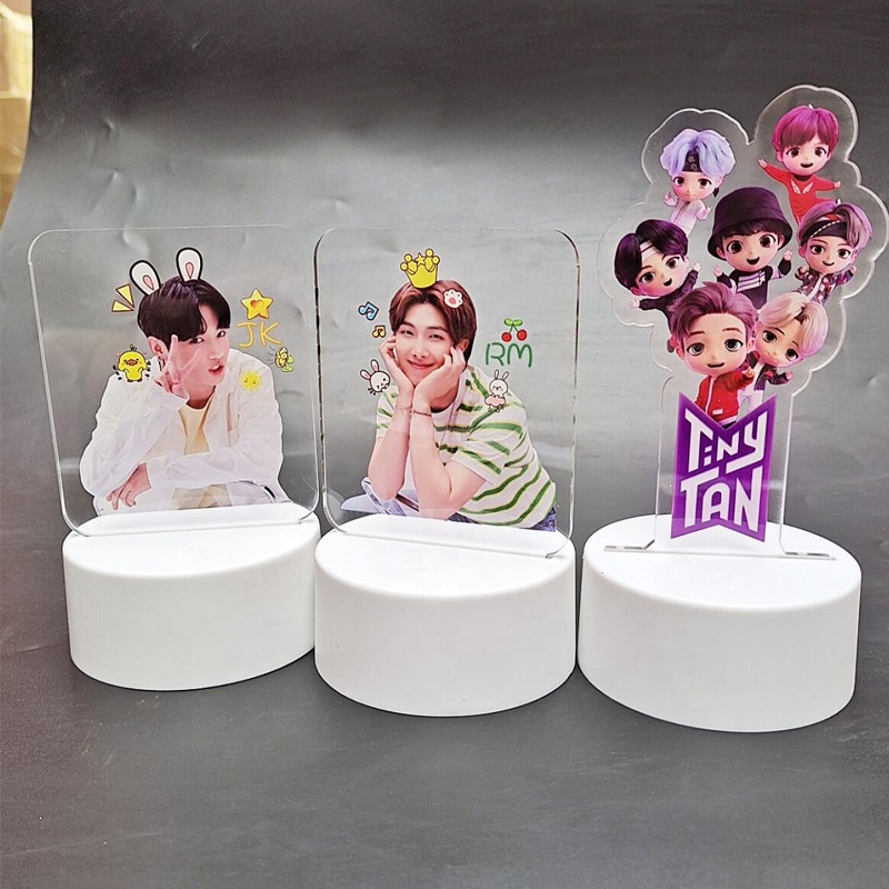 Bangtan Boys оптовая продажа Kpop Idol товар Красочный Flash Tinytan Bangtan Boys акриловая подставка ночник настольная лампа