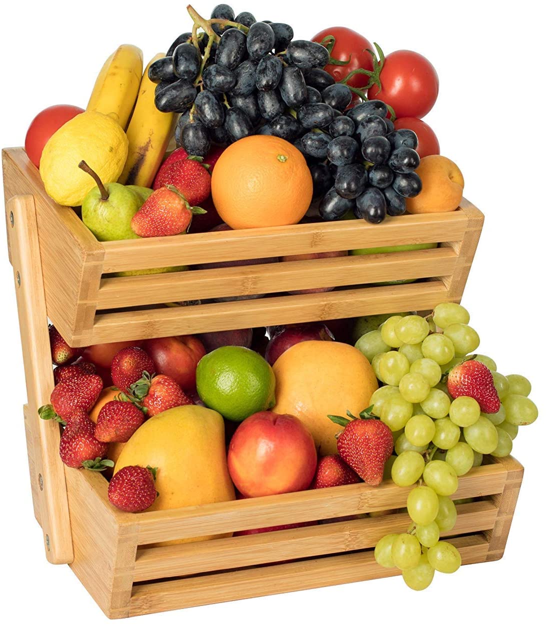 Best Seller 2-Tier Bamboo Bread Vegetable Fruit Basket Rack Stand Holder Bowl for Kitchen Counters