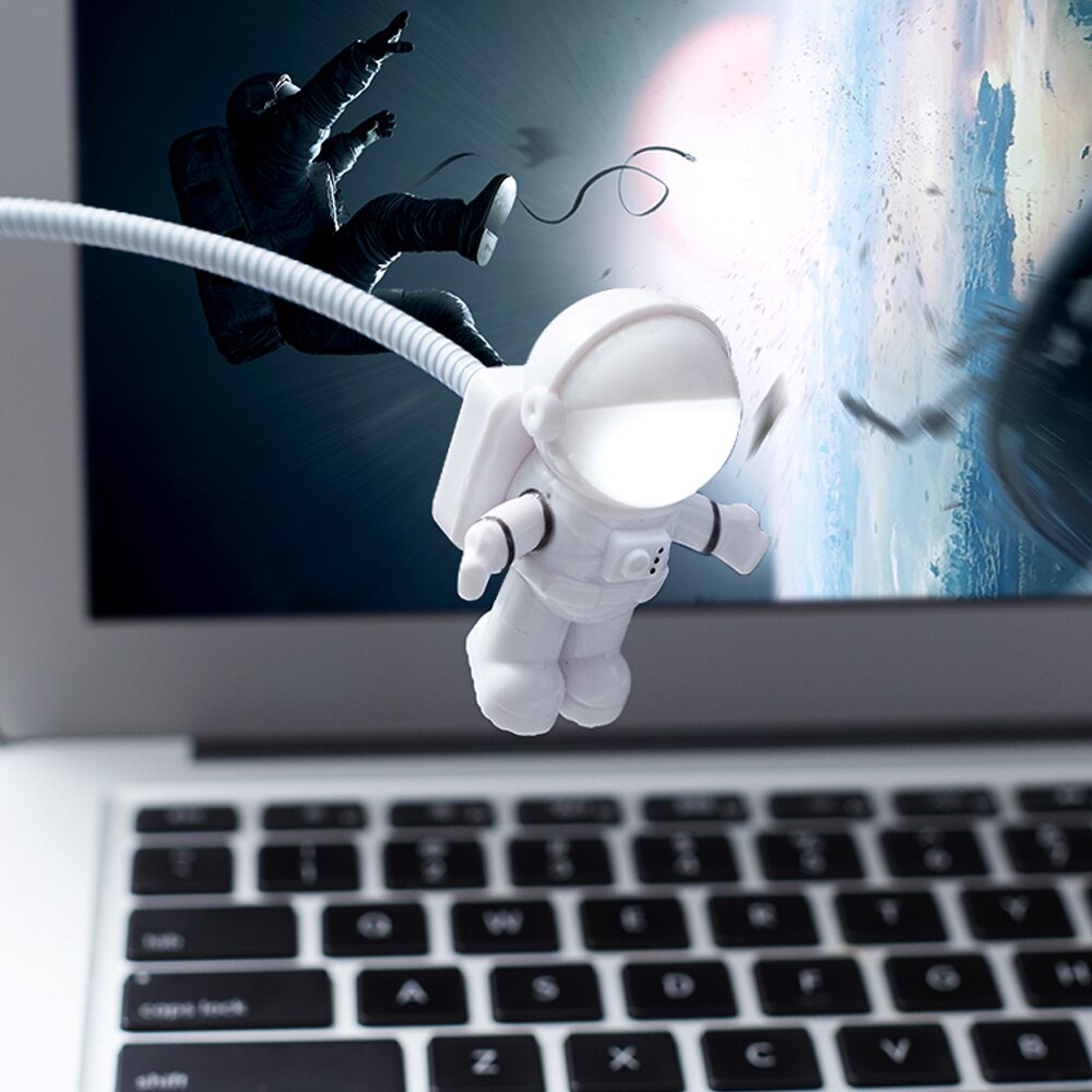 Портативный светодиодный Ночной светильник, белый гибкий USB-светильник в виде астронавта для компьютера, ноутбука, ПК, ноутбука, лампа для чтения, 5 В