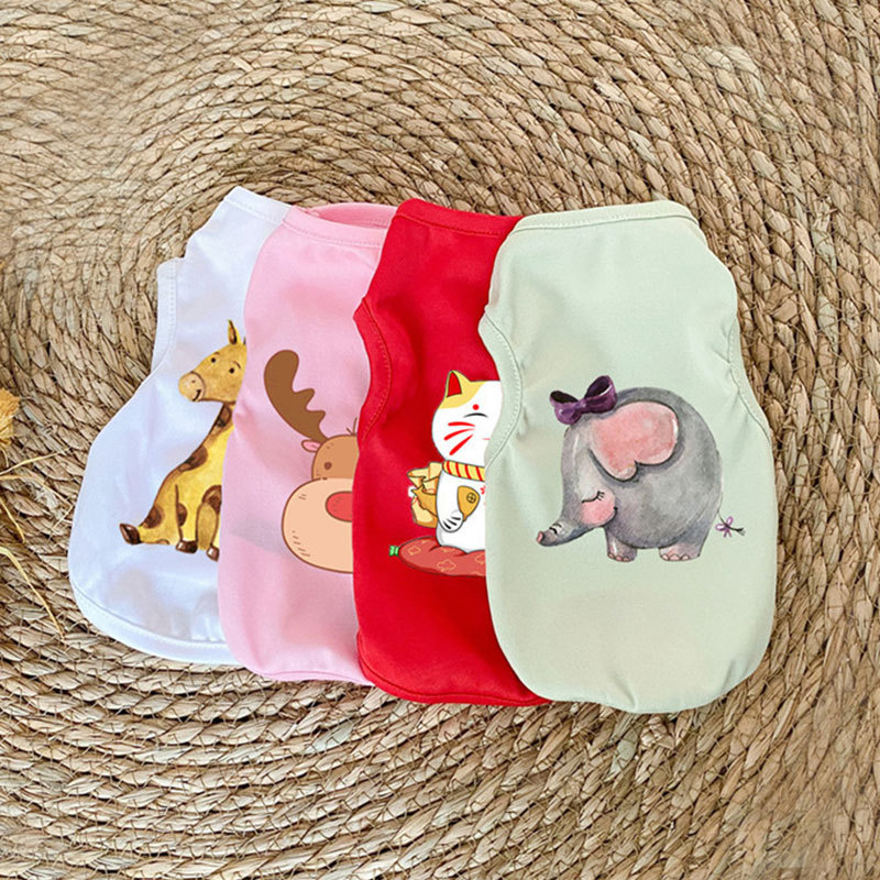 Pet Cute Printed Puppy Vest Cotton Cat Dog Vest Cotton Apparel Dogs T shirt Costume Clothes Wholesale for Small Dogs