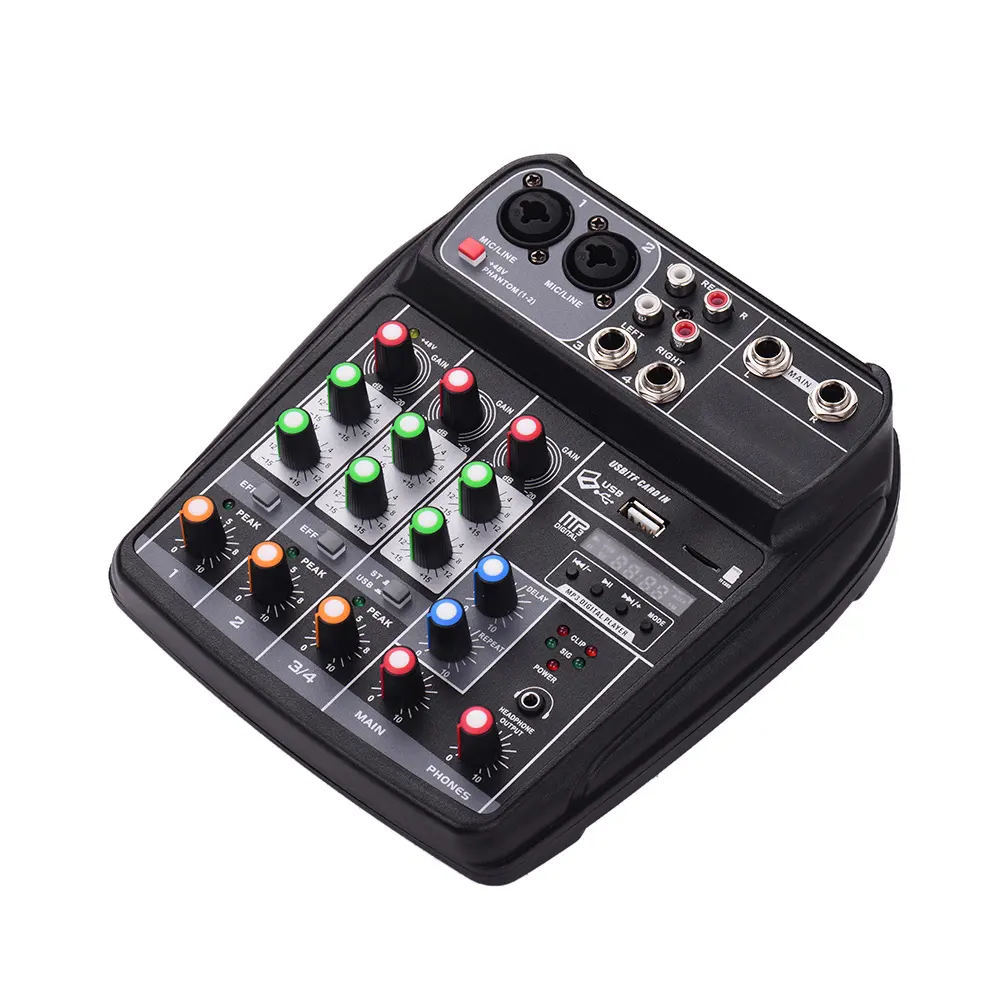 2020 Newest Manufacturer Live Sound Mini 4 Channel USB Audio Mixer Console studio With mp3
