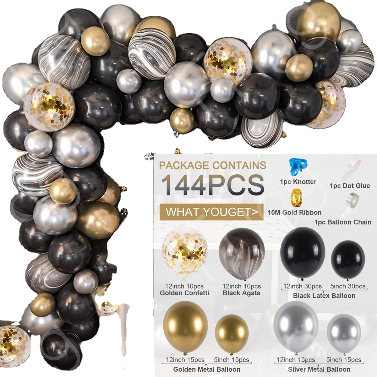 136pcs Balloon Garland Arch Kit Chrome Gold Black Balloons Latex Globos Wedding Hawaiian Party Birthday Balloons Decorations