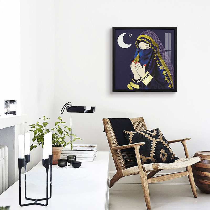 Woman Portrait Canvas Painting Islamic Wall Art for Home Decoration Painting