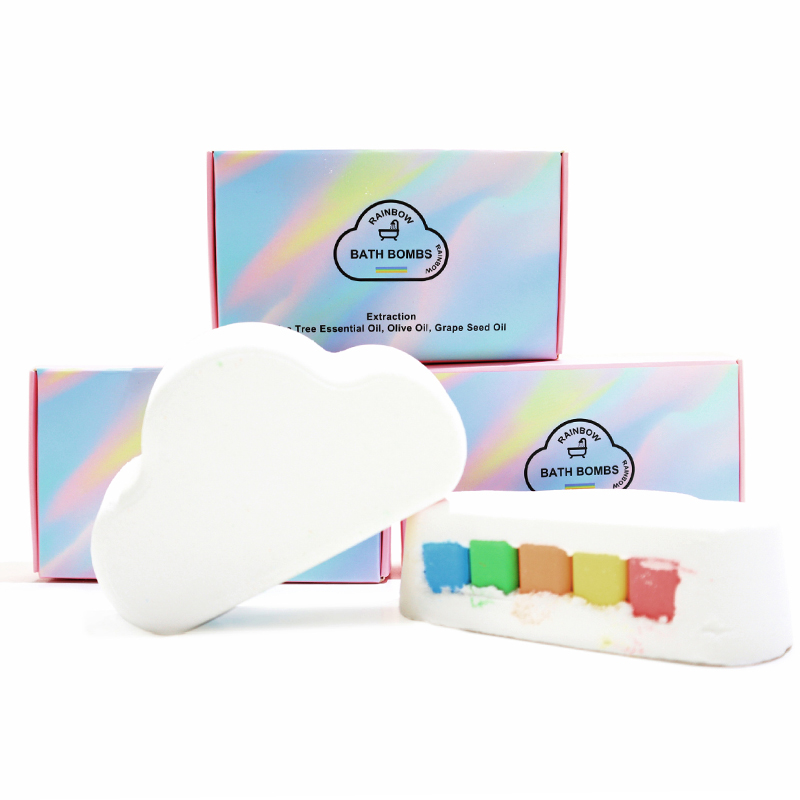 Private Label Wholesale Bath Bombs With Rings Rainbow Rose Cloud Organic Bath Bombs Package