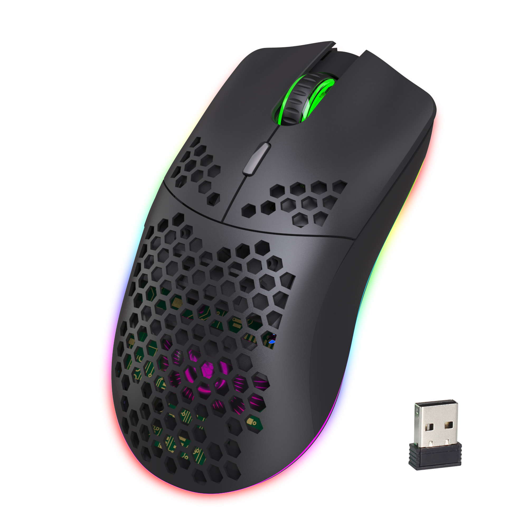 QIYU Hotsale Custom Optical Wireless Mouse RGB Lighting Gaming 2.4ghz Rechargeable Computer Mouse